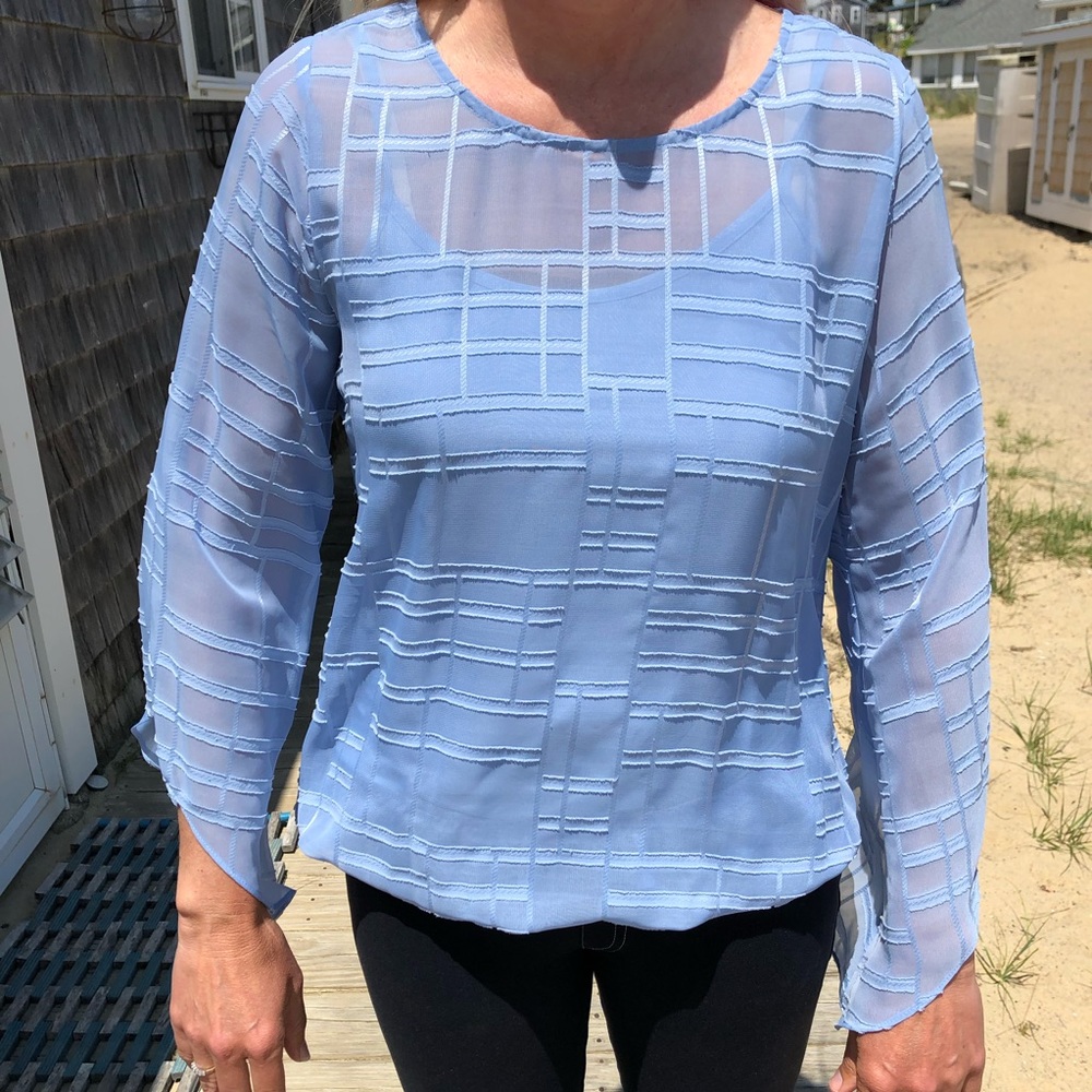 Two layer sheer periwinkle blouse